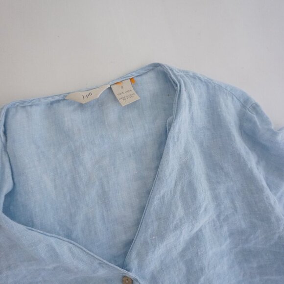 J.Jill Sky Blue 100% Linen Breathable Button Up Long Sleeve Shirt S - Picture 12 of 12